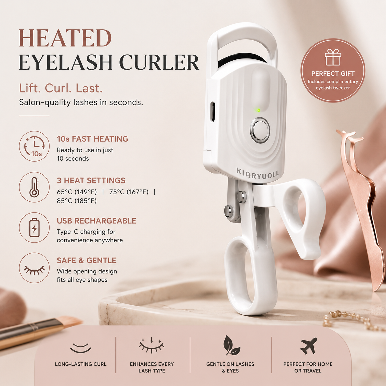 LuxeCurl™ Heated Eyelash Curler | Salon-Quality Lashes in Seconds