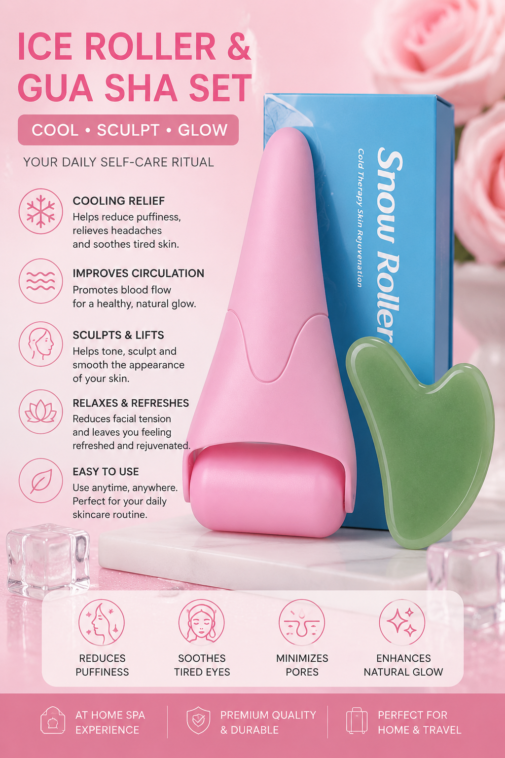 Ice Roller & Gua Sha Facial Set