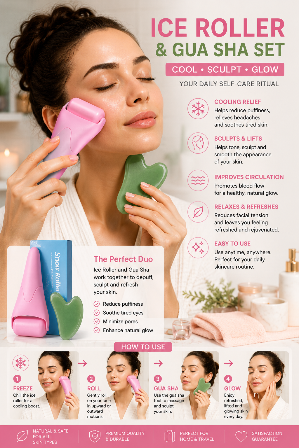Ice Roller & Gua Sha Facial Set